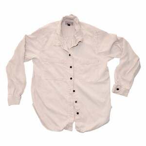 Universal Thread Lyocell Button Up Shirt Women M Beige Long Sleeve